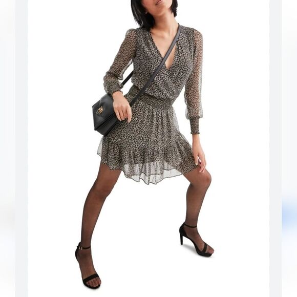 Michael Kors Julia Dress in Leapord Print with Gold Metallic Threads Size M - Picture 3 of 14